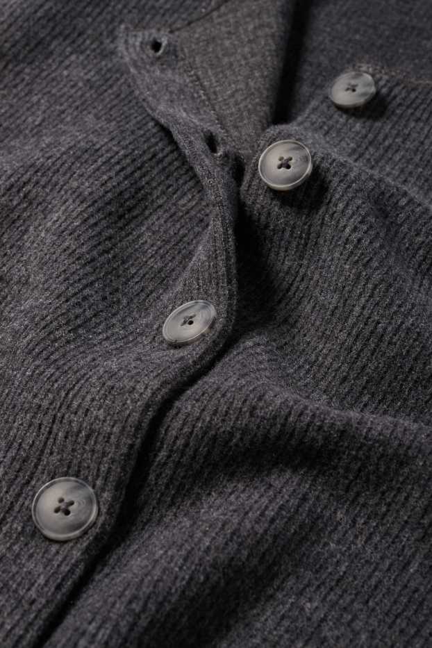 Dames - Vest - geribd - donkergrijs