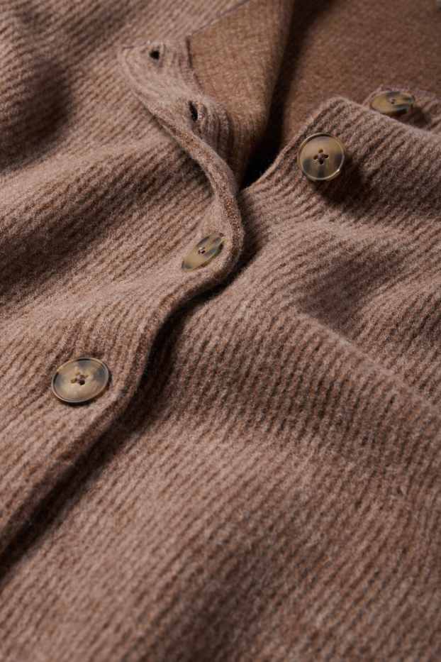 Women - Cardigan - ribbed - brown