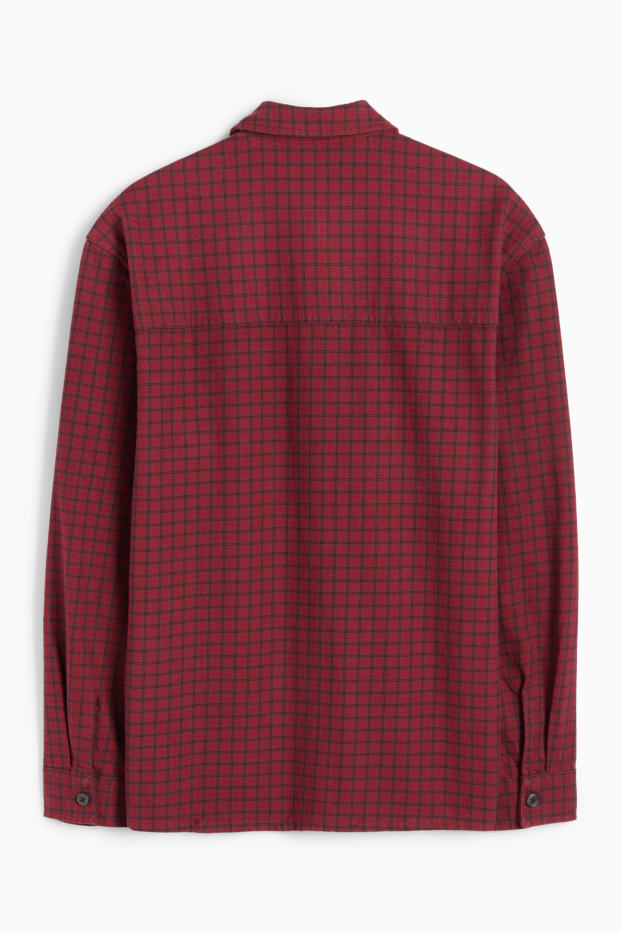 Herren - Hemd - Relaxed Fit - Kent - kariert - dunkelrot / schwarz