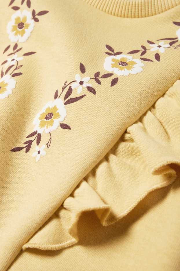 Enfants filles - Fleurs - sweat - jaune