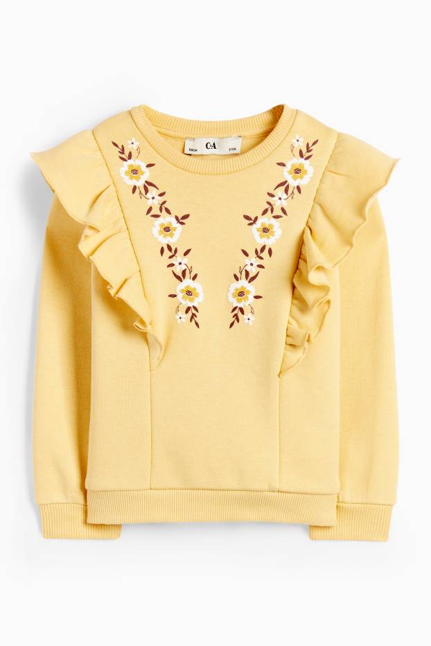 Enfants filles - Fleurs - sweat - jaune