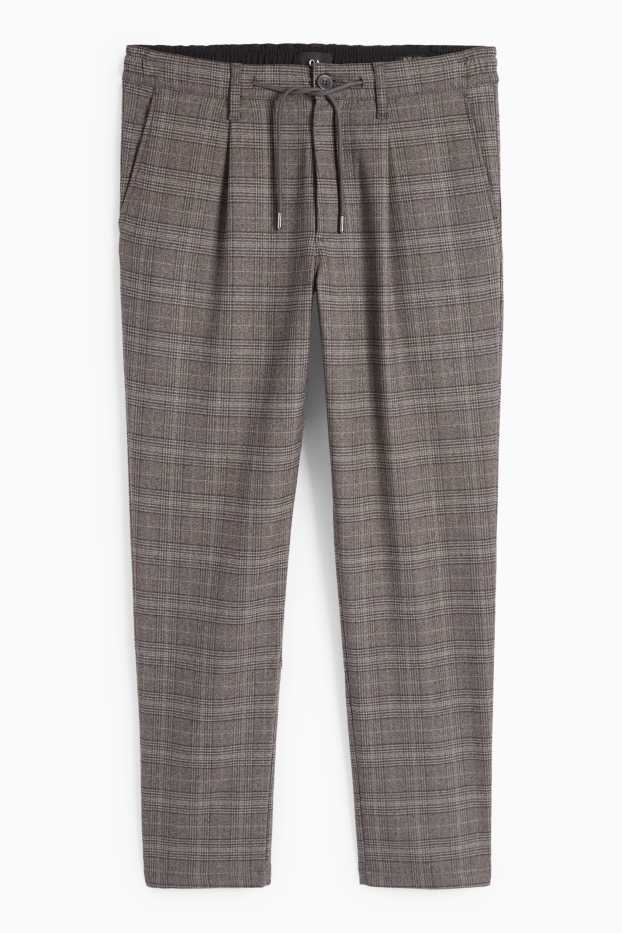Men - Chinos - tapered fit - check - gray-brown