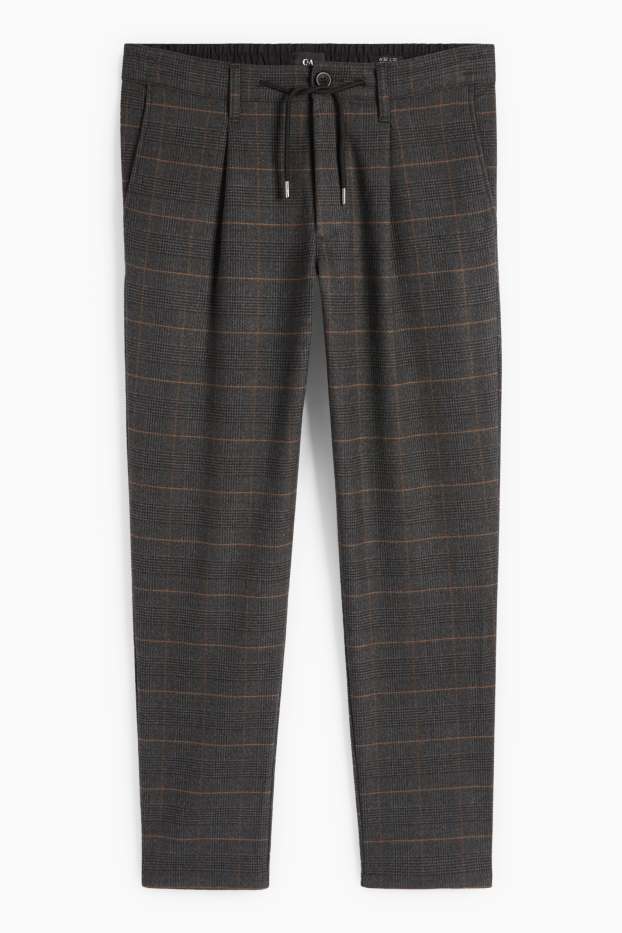 Uomo - Pantaloni chino - tapered fit - a quadretti - grigio scuro