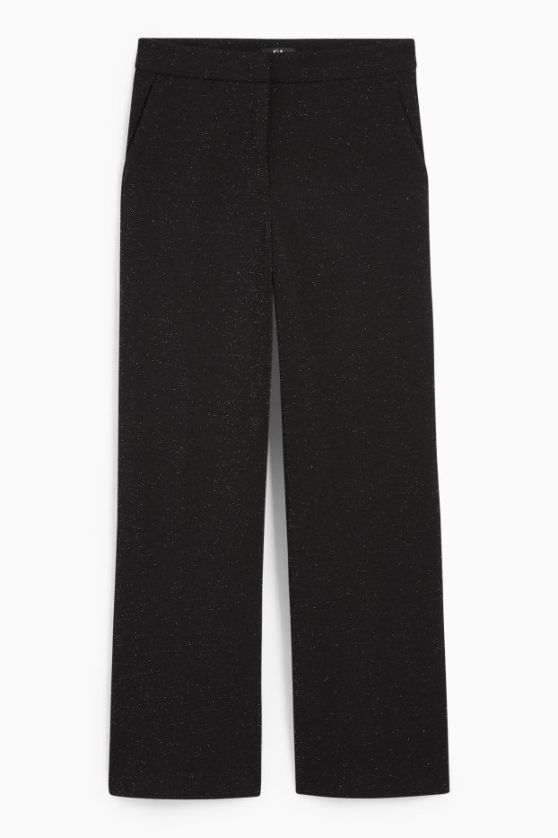 Femmes - Pantalon de bureau - high waist - wide leg - noir