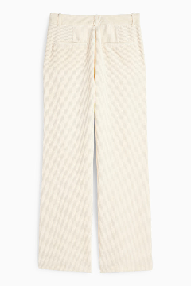 Dámské - Business kalhoty - high waist - regular fit - krémově bílá