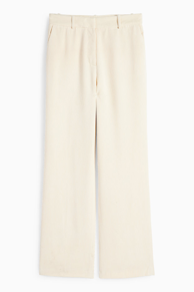 Dámské - Business kalhoty - high waist - regular fit - krémově bílá