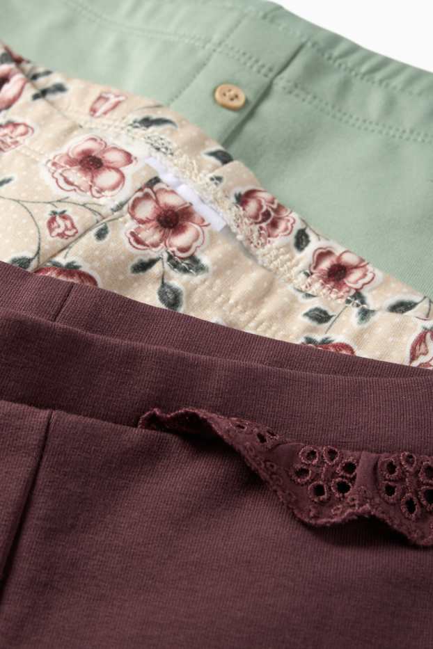 Baby: meisjes - Set van 3 - bloemetje - baby-thermolegging - bordeaux