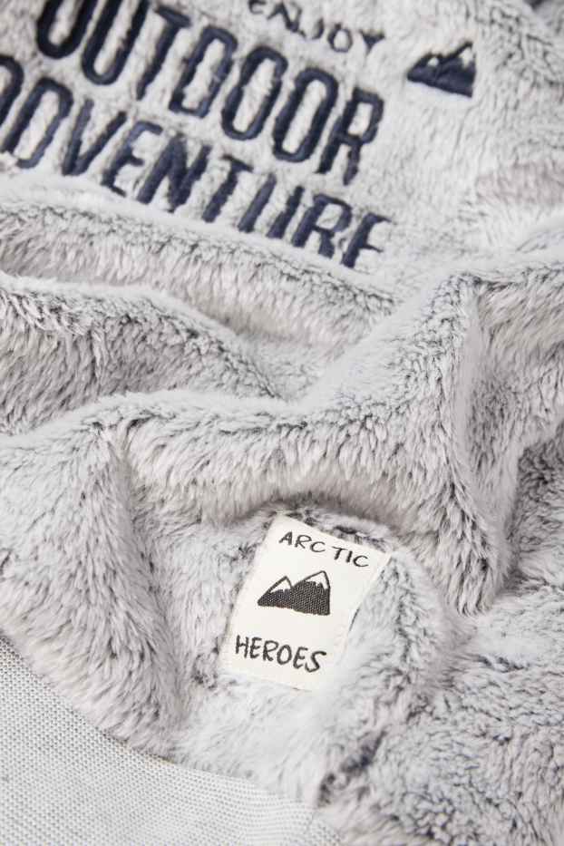 Kinder Jungen - Kunstfell-Hoodie - grau