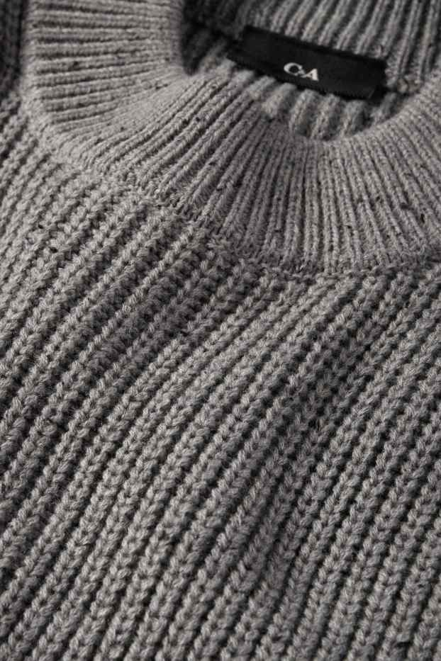 Herren - Pullover - gerippt - grau