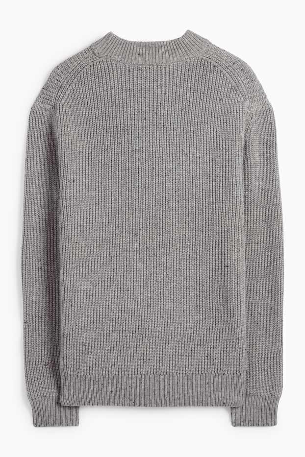 Herren - Pullover - gerippt - grau