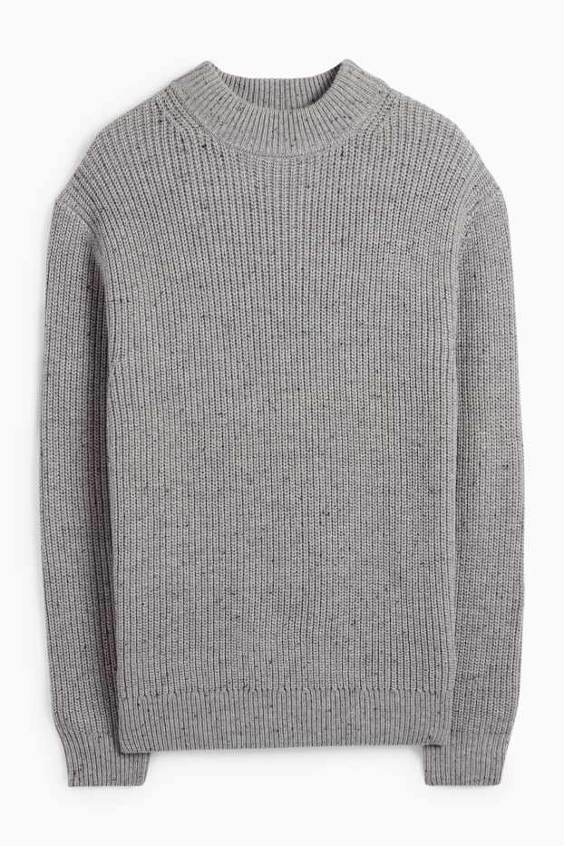 Herren - Pullover - gerippt - grau