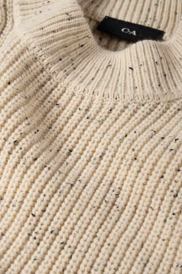 Herren - Pullover - gerippt - hellbeige