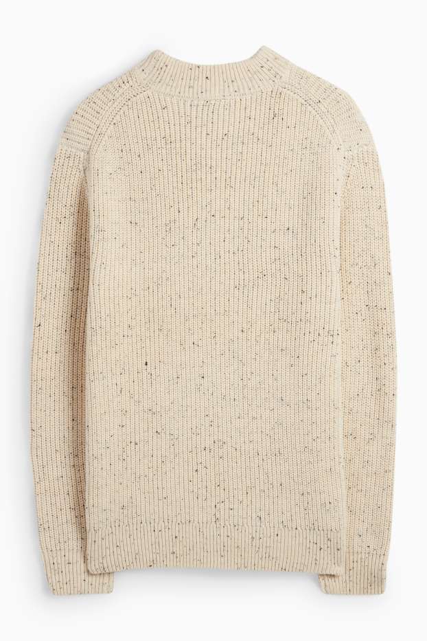 Herren - Pullover - gerippt - hellbeige