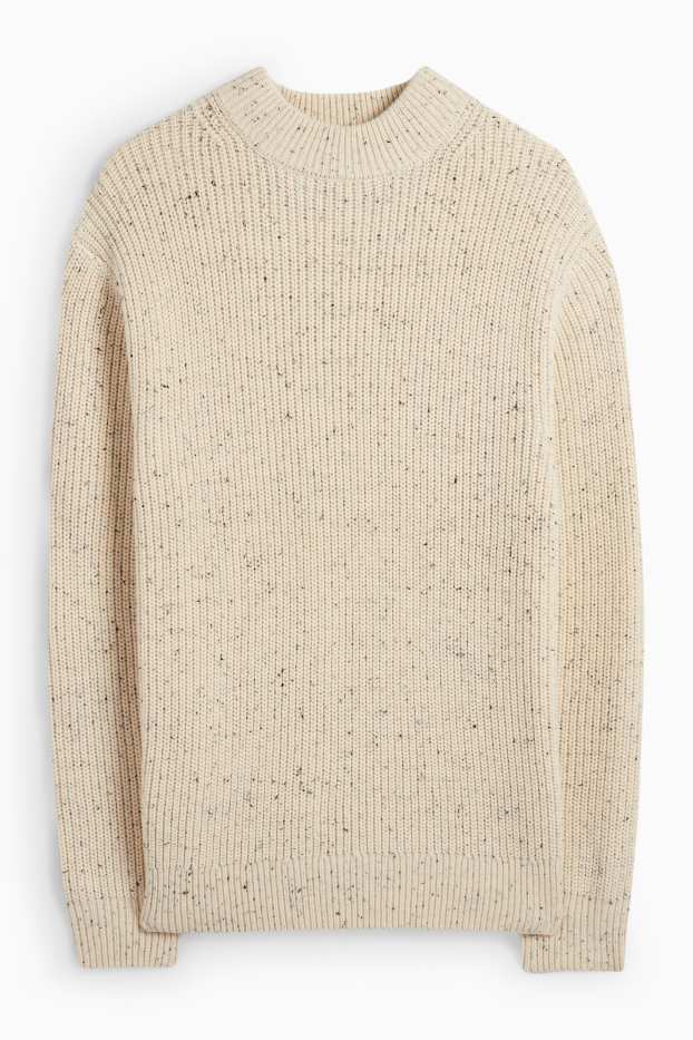 Herren - Pullover - gerippt - hellbeige