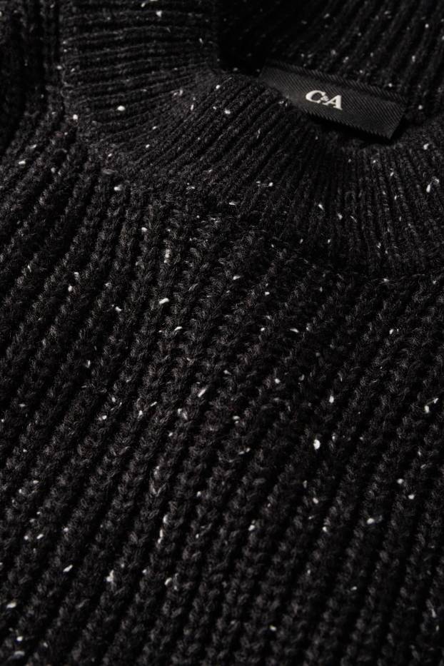Herren - Pullover - gerippt - schwarz