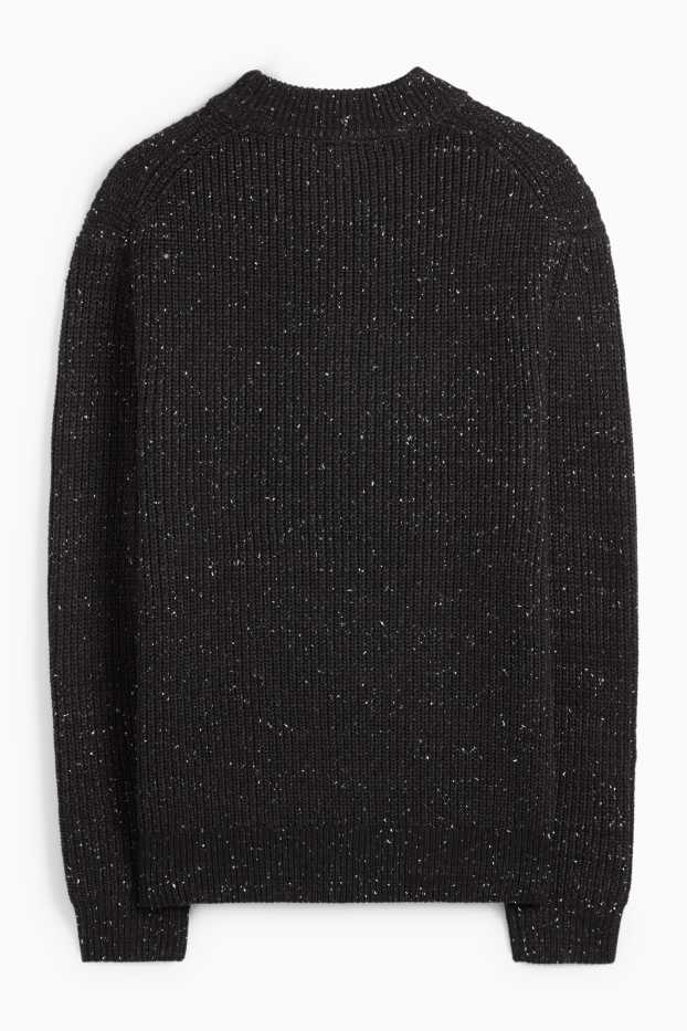 Herren - Pullover - gerippt - schwarz