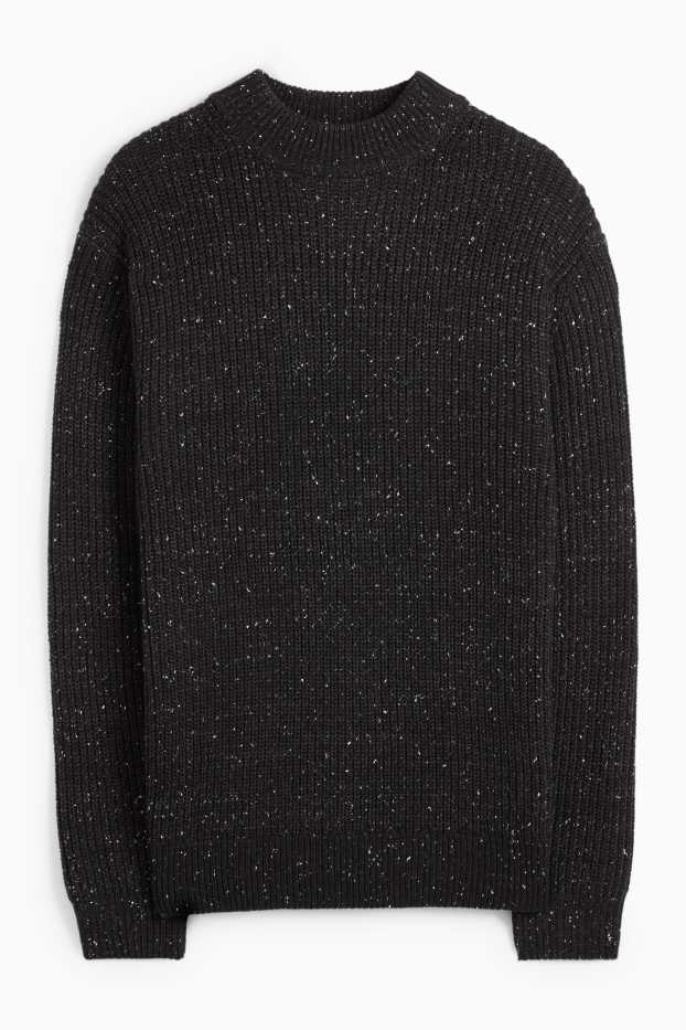 Herren - Pullover - gerippt - schwarz