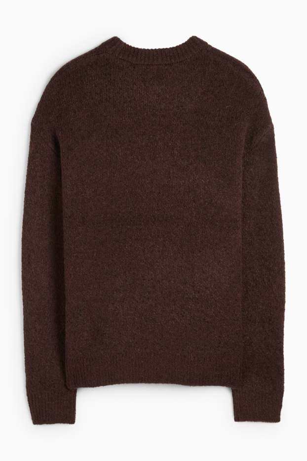 Pánské - Buklé svetr - tmavohnědá