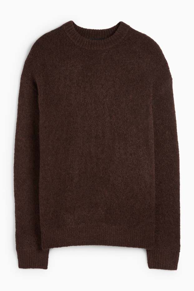 Pánské - Buklé svetr - tmavohnědá