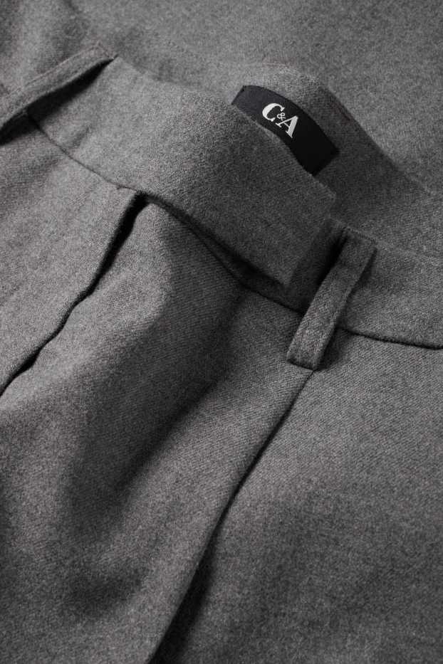 Dámské - Plátěné kalhoty - mid waist - straight fit - šedá