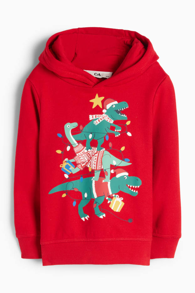 Kinder Jungen - Dino - Weihnachts-Hoodie - rot