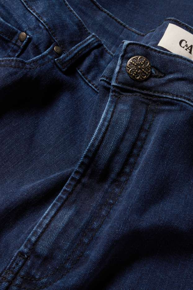 Women - Flared jeans - mid-rise waist - denim-dark blue