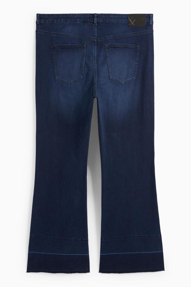 Women - Flared jeans - mid-rise waist - denim-dark blue