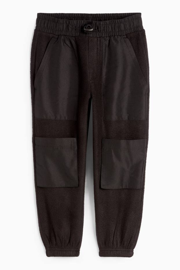 Kinder Jungen - Fleece-Cargo-Jogginghose - schwarz