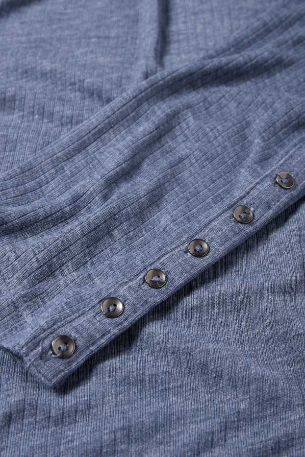 Damen - Basic-Langarmshirt - Regular Fit - gerippt - blau