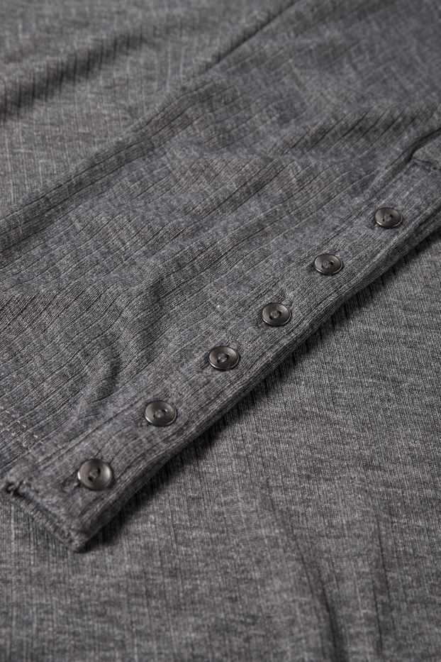 Women - Long sleeve top - regular fit - ribbed - dark gray