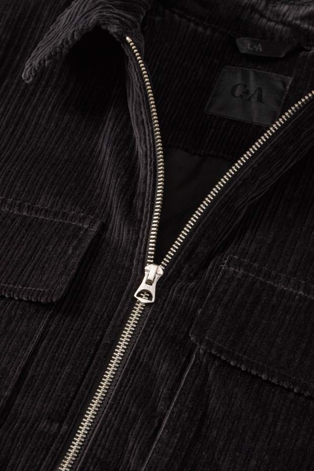 Men - Corduroy shirt jacket - relaxed fit - lined - kent collar - black