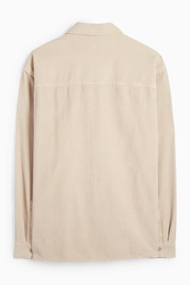 Herren - Cordhemd - Relaxed Fit - Kent - beige