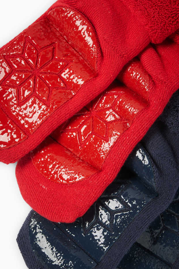 Baby Jungen - Multipack 2er - Weihnachts-Baby-Anti-Rutsch-Socken mit Motiv - rot