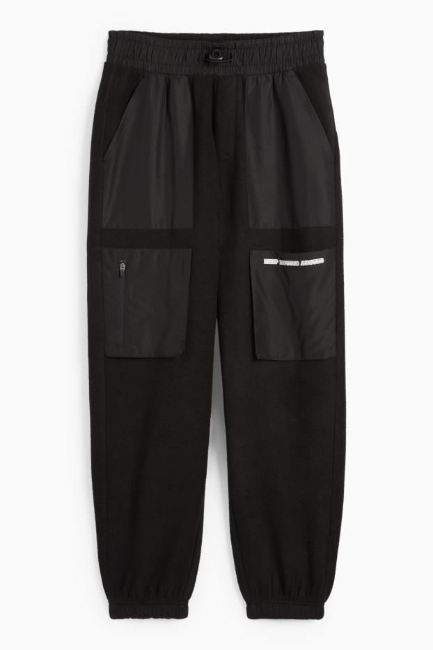 Nen - Pantalons de xandall cargo de teixit polar - negre