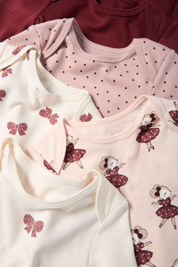 Neonate - Confezione da 5 - ballerina e fiocchetto - body per neonate - rosa