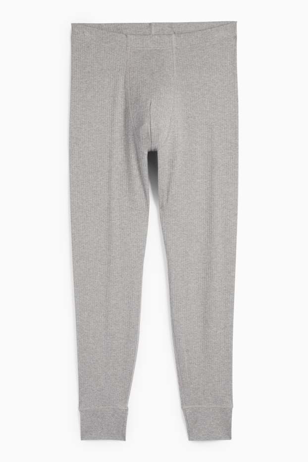 Herren - Lange Unterhose - gerippt - grau