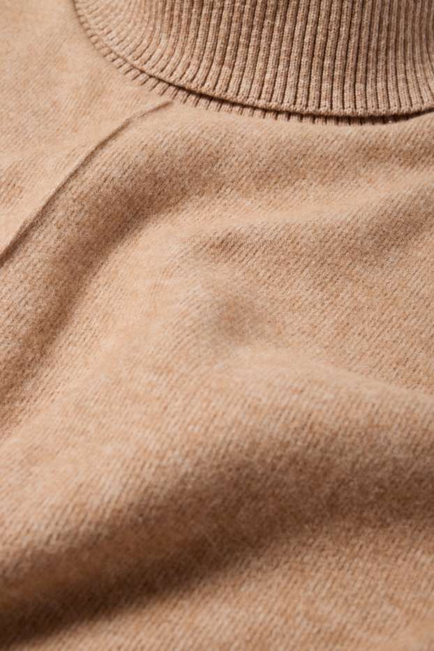 Donna - Top con collo a dolcevita - marrone chiaro