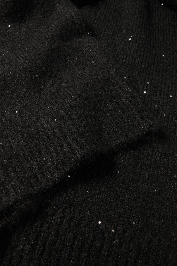 Women - Knitted dress - straight fit - black