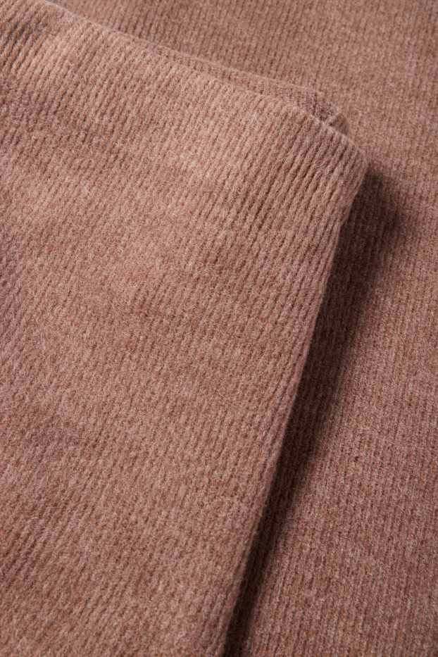 Women - Knitted joggers - ribbed - brown