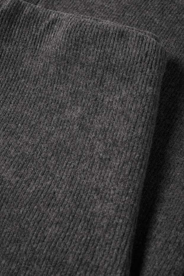 Women - Knitted joggers - ribbed - dark gray