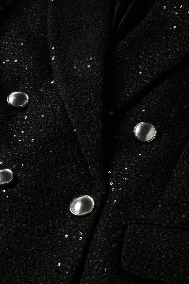 Dámské - Business blejzr s flitry - regular fit - černá