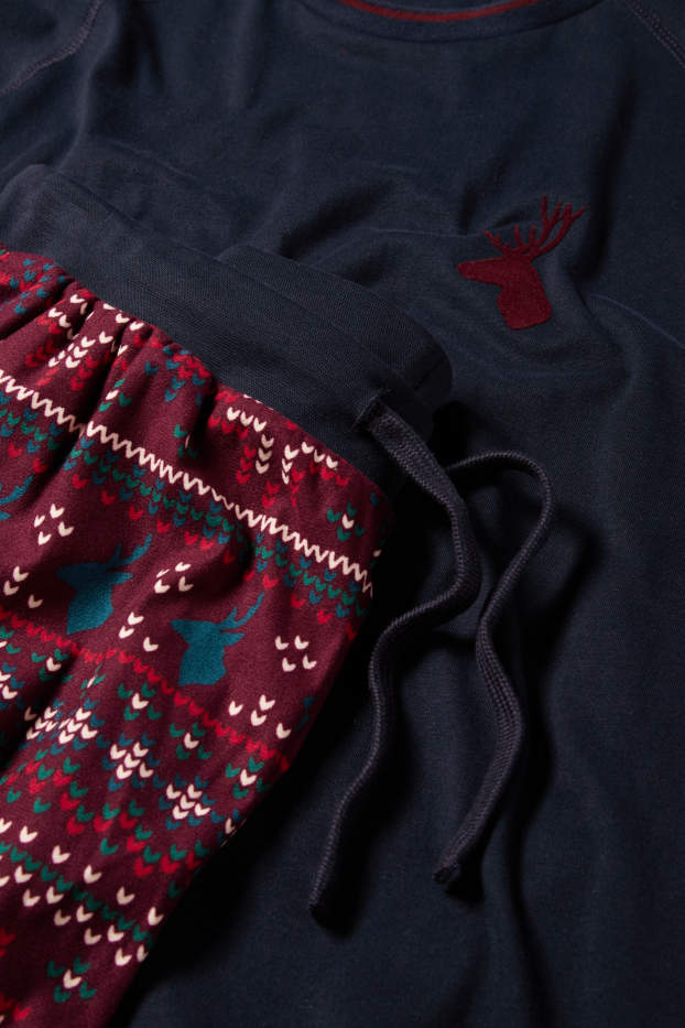 Herren - Weihnachts-Pyjama - Hirsch - dunkelrot