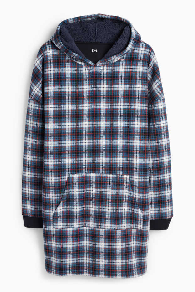 Men - Hoodie blanket - check - dark blue