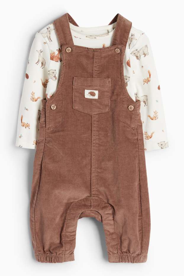 Miminka - chlapci - Divoká zvířata - outfit pro miminka - 2dílný - hnědá