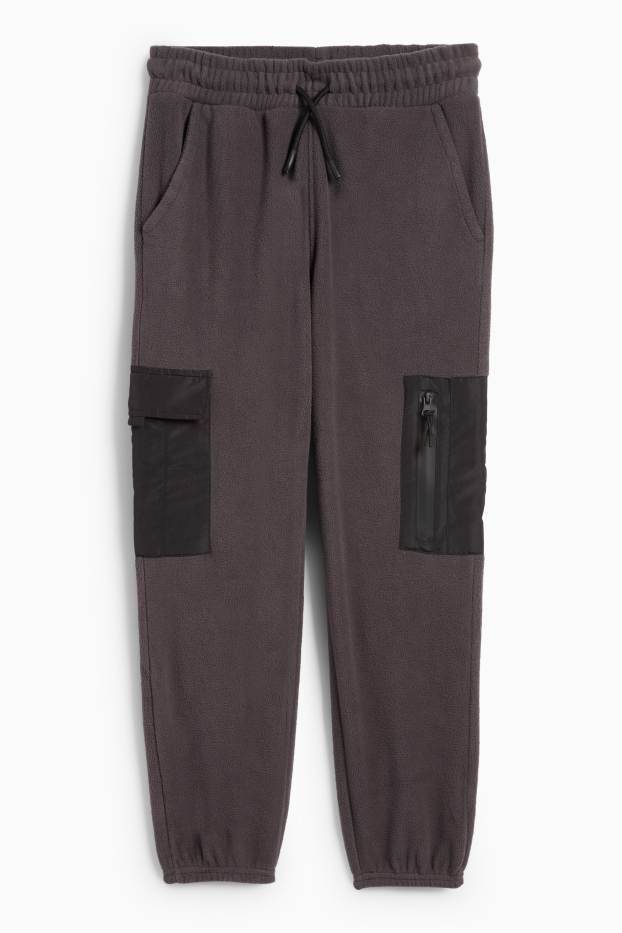 Copii - Băieți - Pantaloni de trening cargo din fleece - gri închis