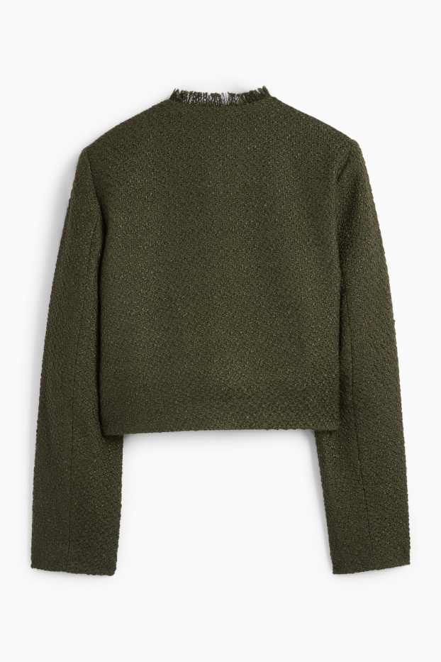 Women - Cropped bouclé blazer - regular fit - dark green