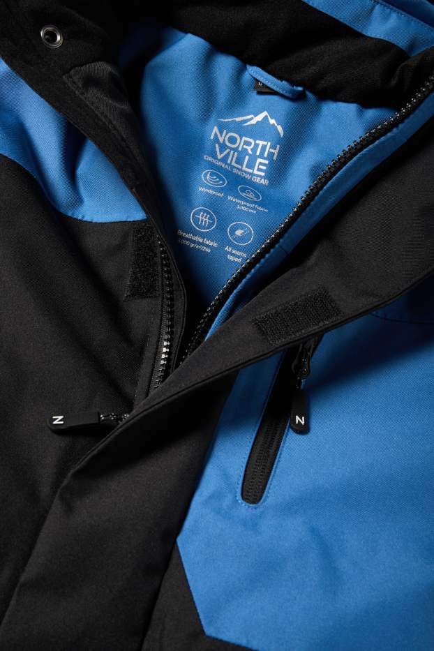 Kinder Buben - Skijacke mit Kapuze - wasserdicht - blau