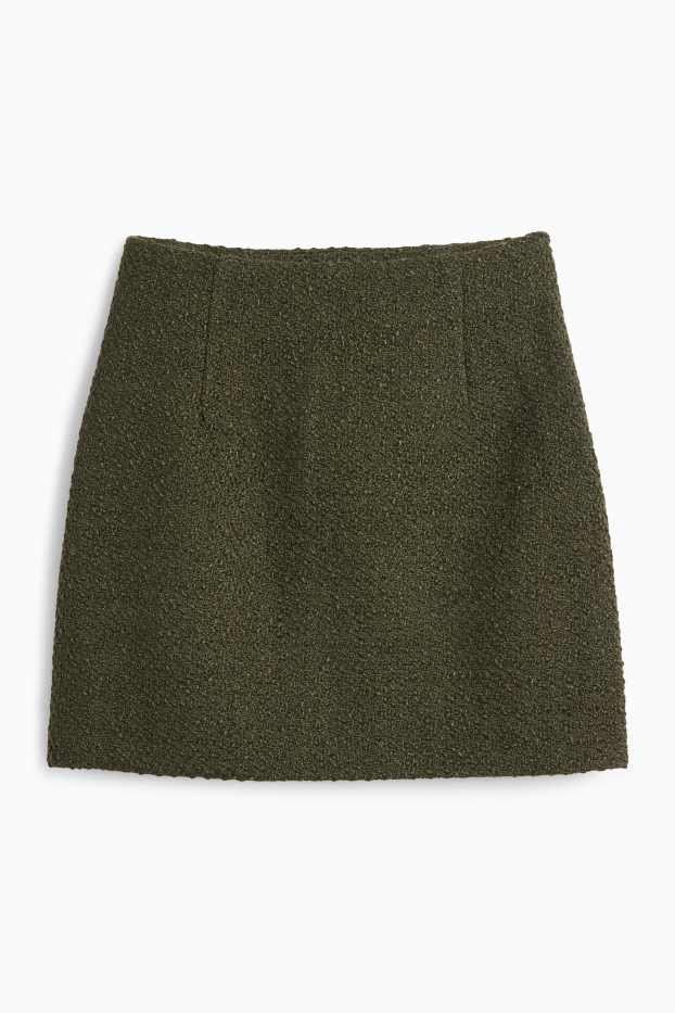 Damen - Bouclé-Minirock - dunkelgrün