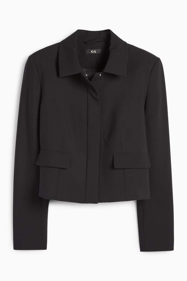 Women - Cropped blazer - fitted - black