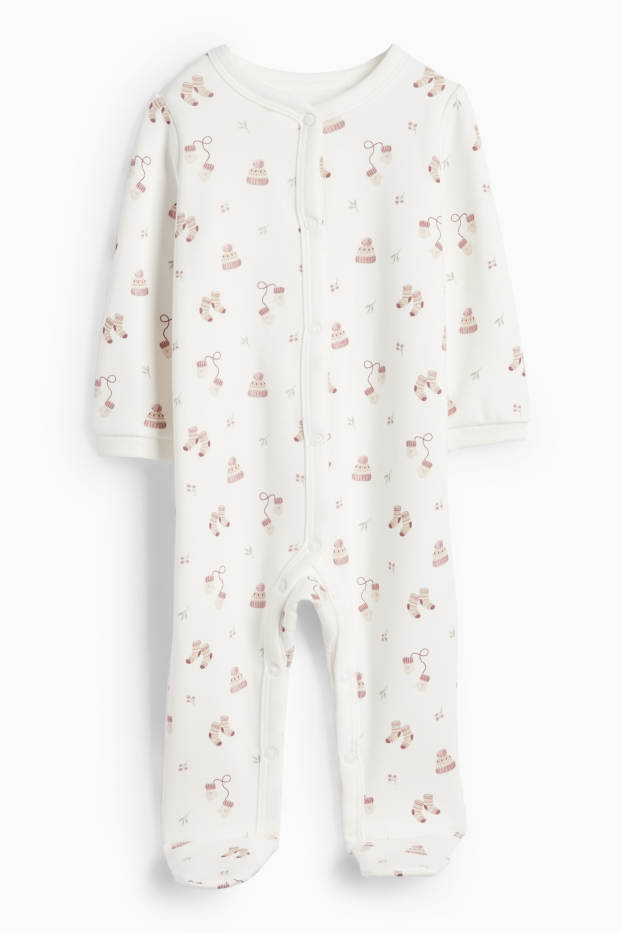 Baby Girls - Hat and gloves - baby sleepsuit - white